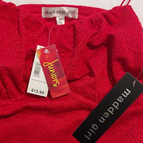 Madden Girl Junior White & Red Lace Bustier Tank Top Set Sz XL - Picture 6 of 7